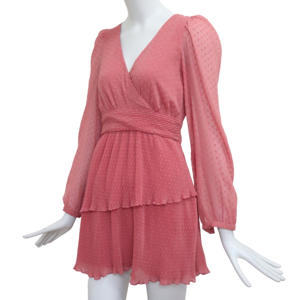 Zara Pink Surplice Ruffle Polka Dot Mini Dress
